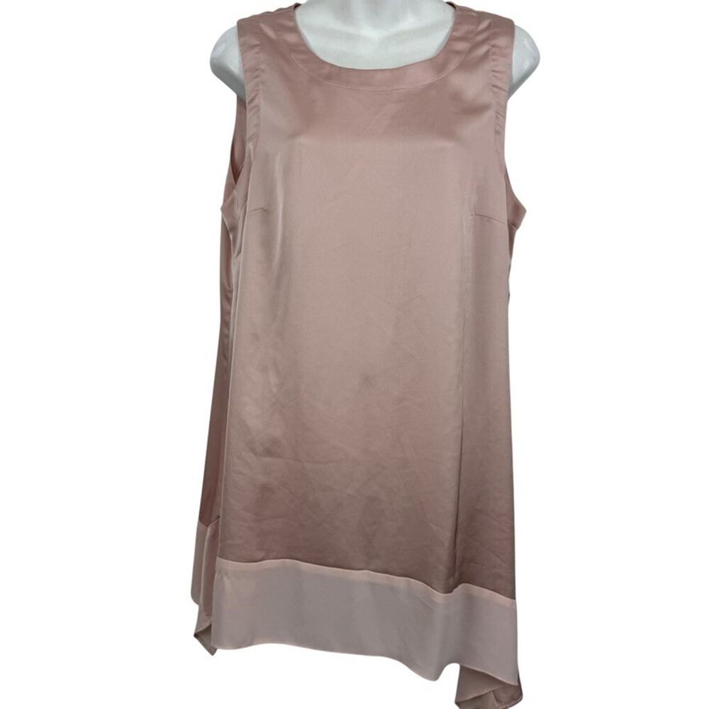 H by Halston Womens Asymmetrical Longline Top Sleeveless Shirt Tank Satin sz 12
